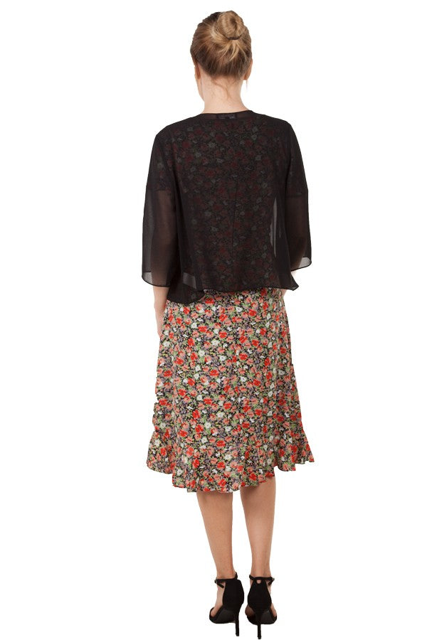 Chiffon Bolero Jacket 3/4 sleeves Black (13501)