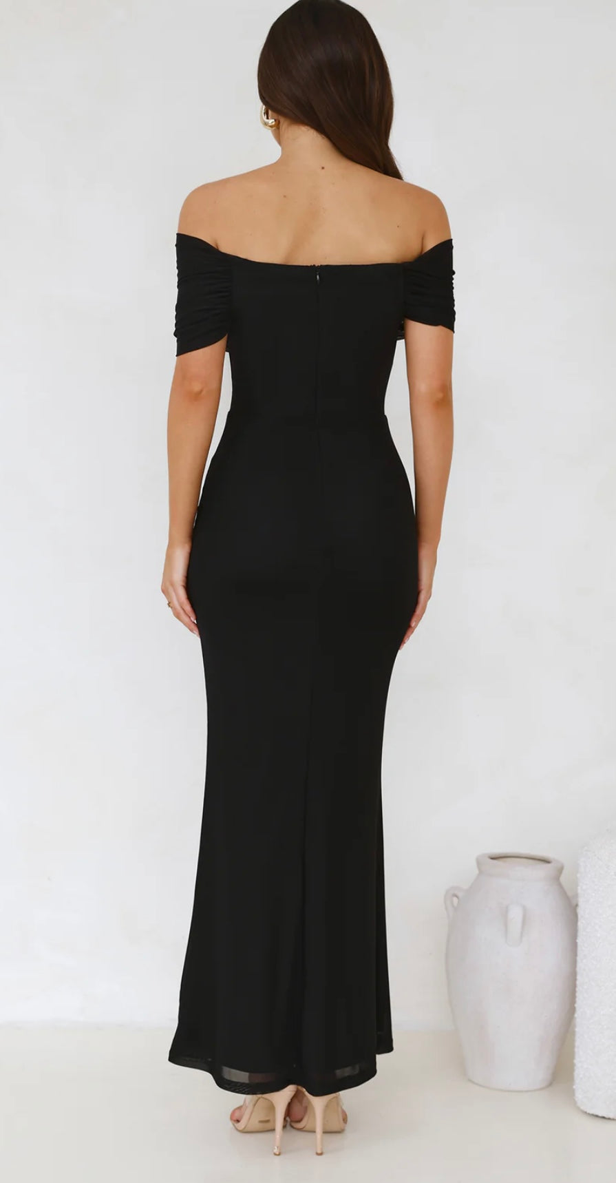 'Davina' off shoulder maxi stretch dress