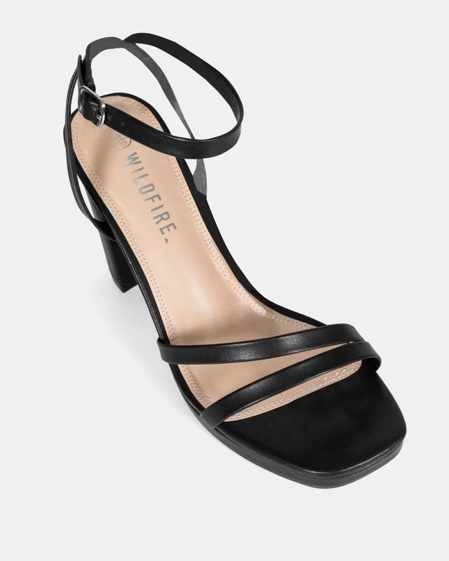 Bonsai Black Strappy Block Heel
