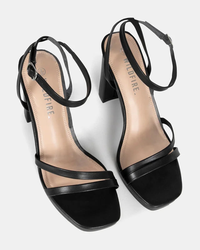 Bonsai Black Strappy Block Heel