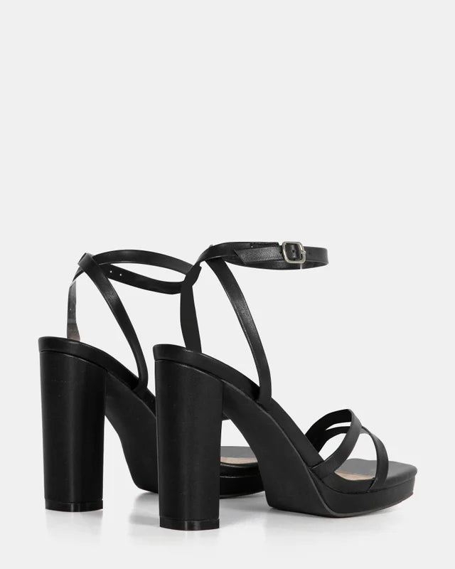 Bonsai Black Strappy Block Heel