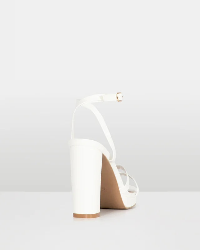 Bonsai White Strappy Block Heel