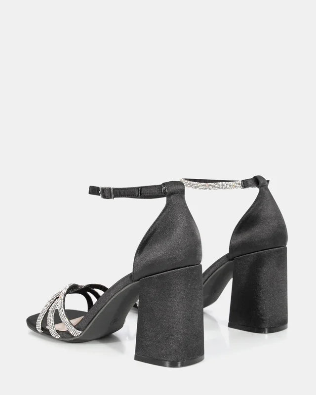 Cassia Black Diamante Heel with strap