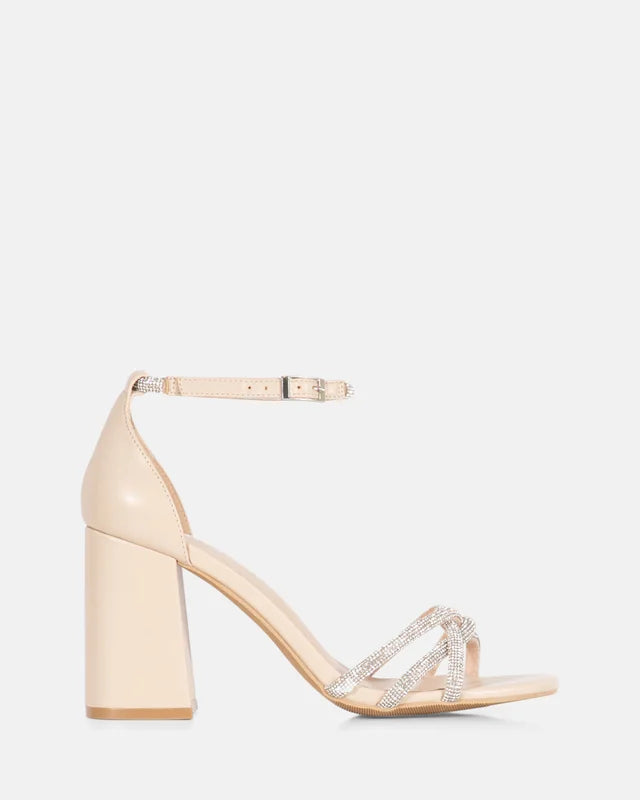 Cassia Nude Diamante Heel with strap