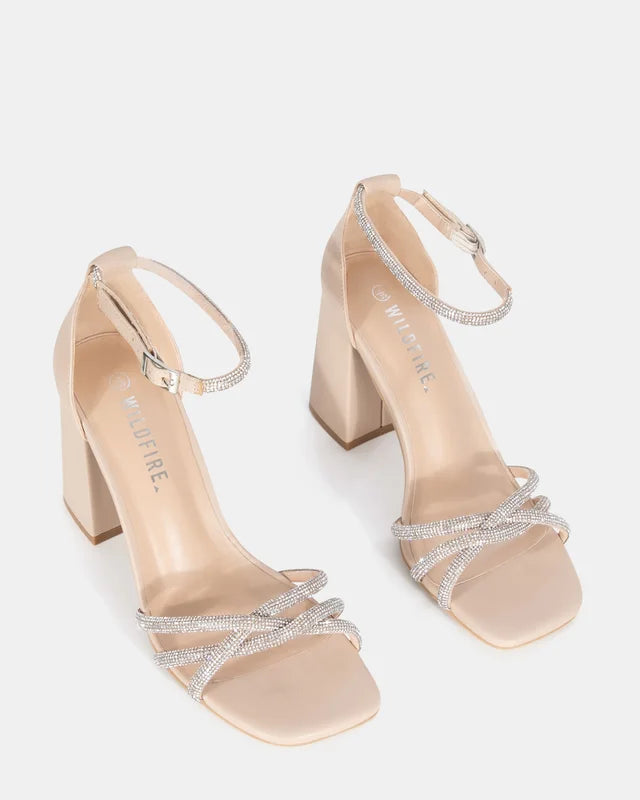 Cassia Nude Diamante Heel with strap