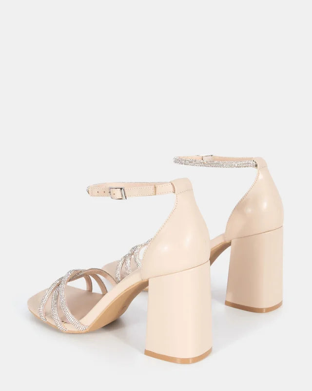 Cassia Nude Diamante Heel with strap
