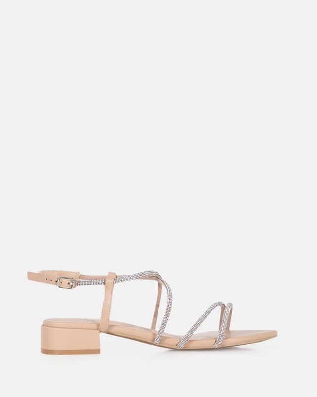 Lapis Nude flat sandle with Diamantes