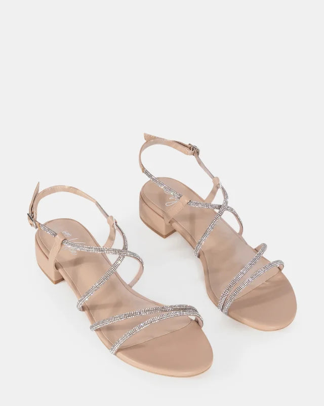 Lapis Nude flat sandle with Diamantes