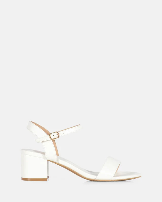 Taurus White low block heel with strap