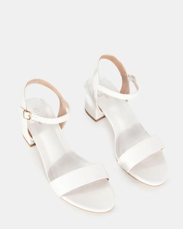 Taurus White low block heel with strap