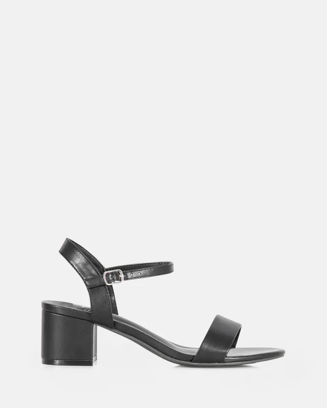 Taurus Black low block heel with strap