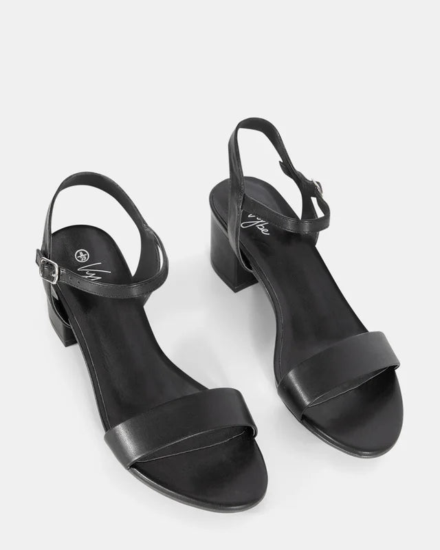 Taurus Black low block heel with strap