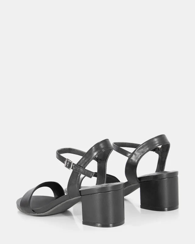 Taurus Black low block heel with strap
