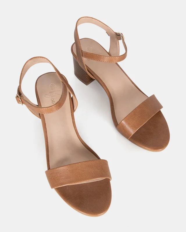 Taurus Natural low block heel with strap