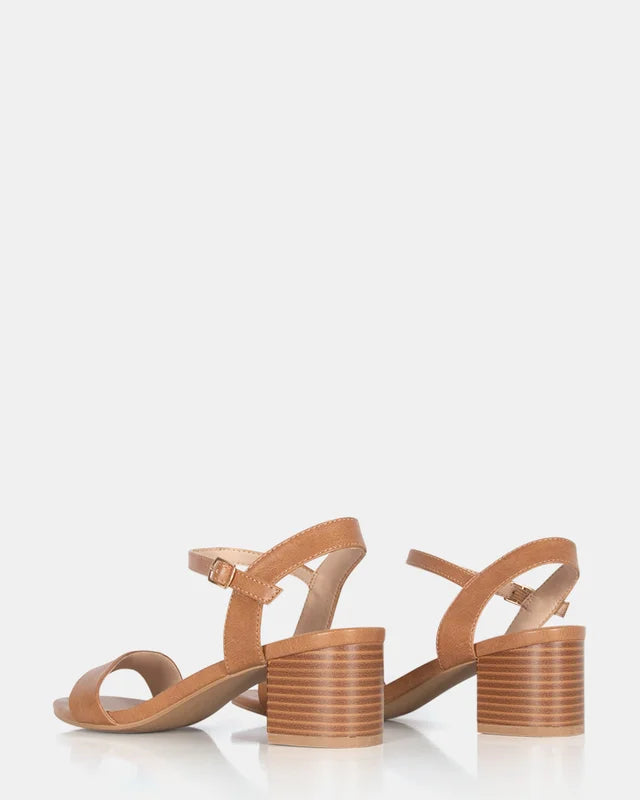 Taurus Natural low block heel with strap