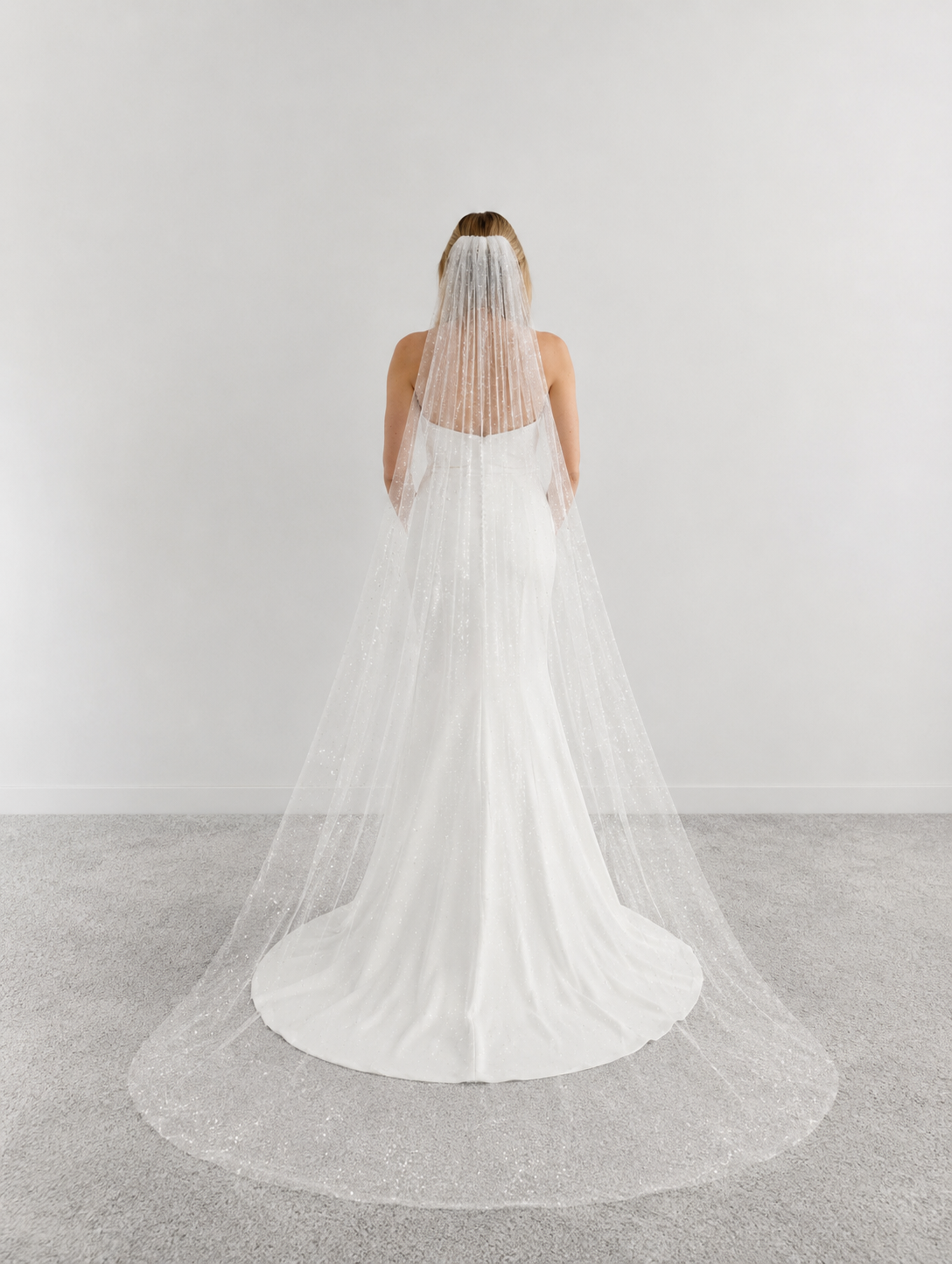 Neptune gold glitter veil Single tier Cathedral