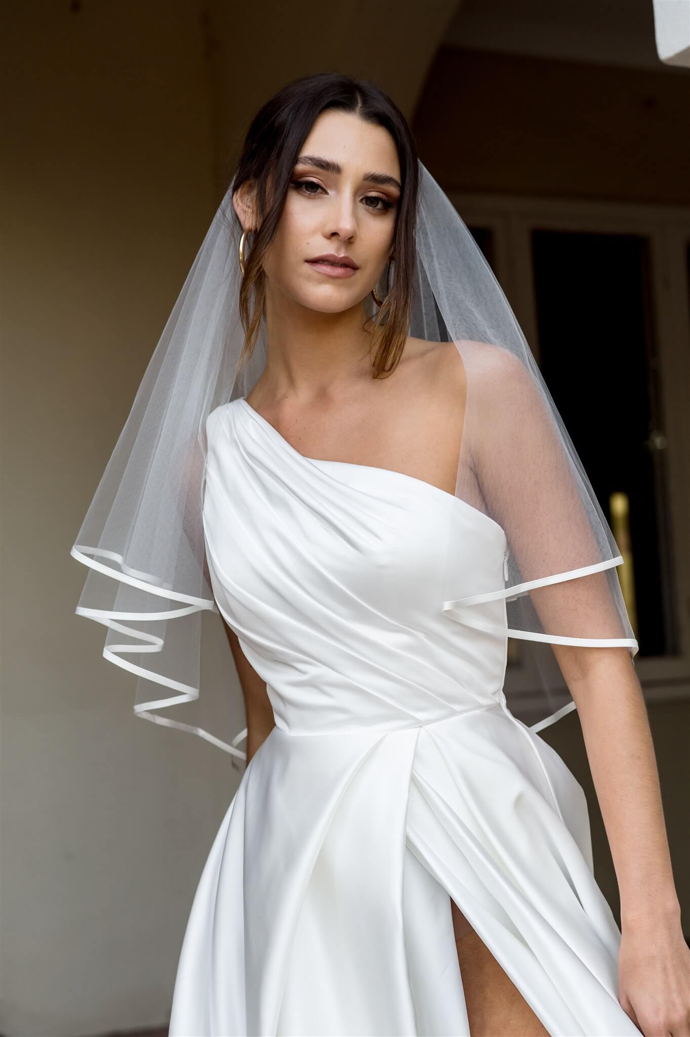 Celeste ribbon edge veil 2 tier