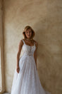 Square neck wedding dress