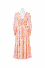 Peach floral long sleeve dress