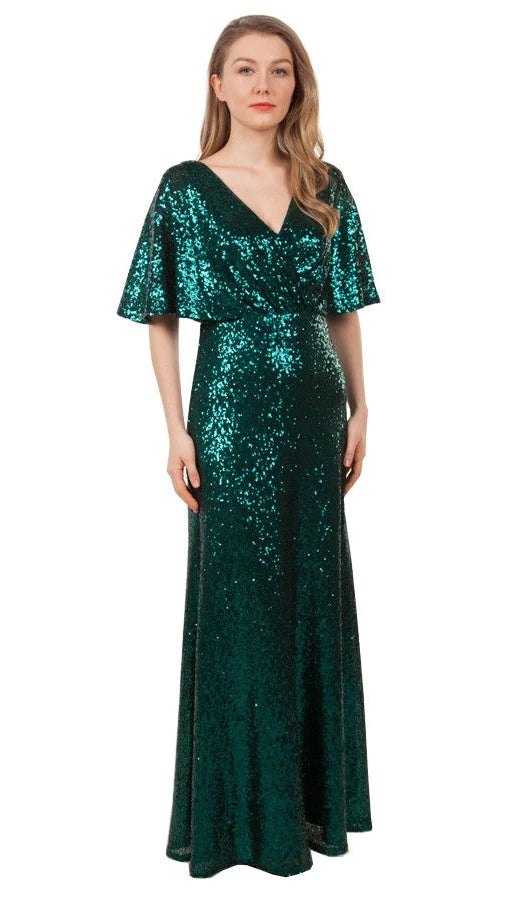 Sequin gown with sleeves Green size 16 (220440)