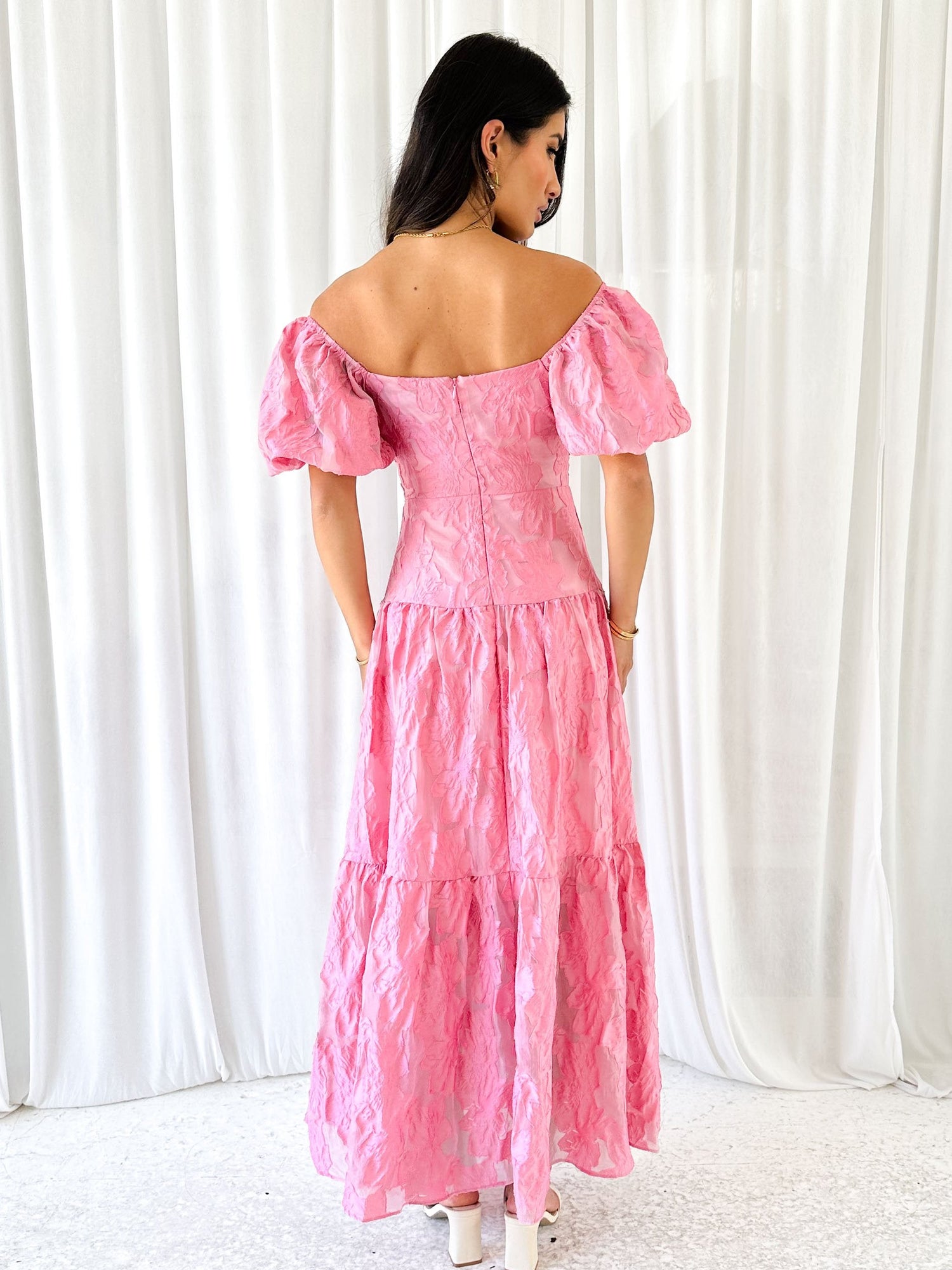 Zali Pink Jacquard Maxi dress