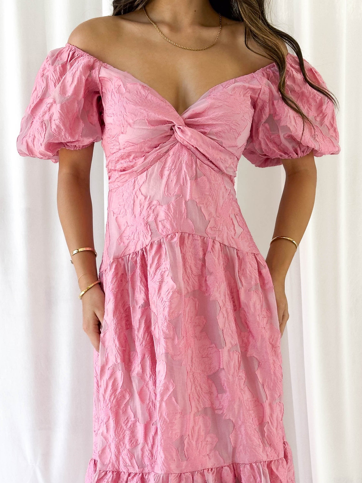Zali Pink Jacquard Maxi dress