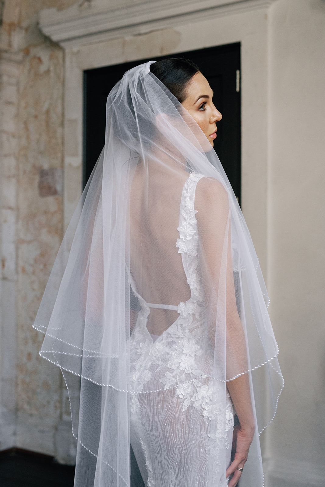 Melinda pearl edge veil 2 tier