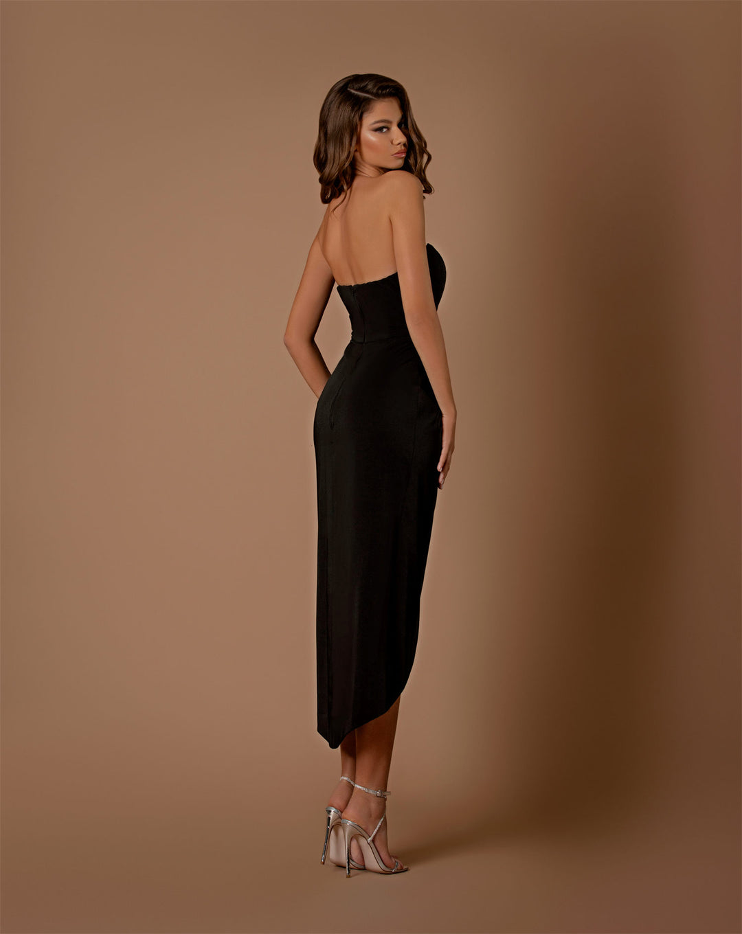 Strapless cocktail dress with tulip hem and ruching - (LD1131)