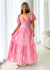 Zali Pink Jacquard Maxi dress