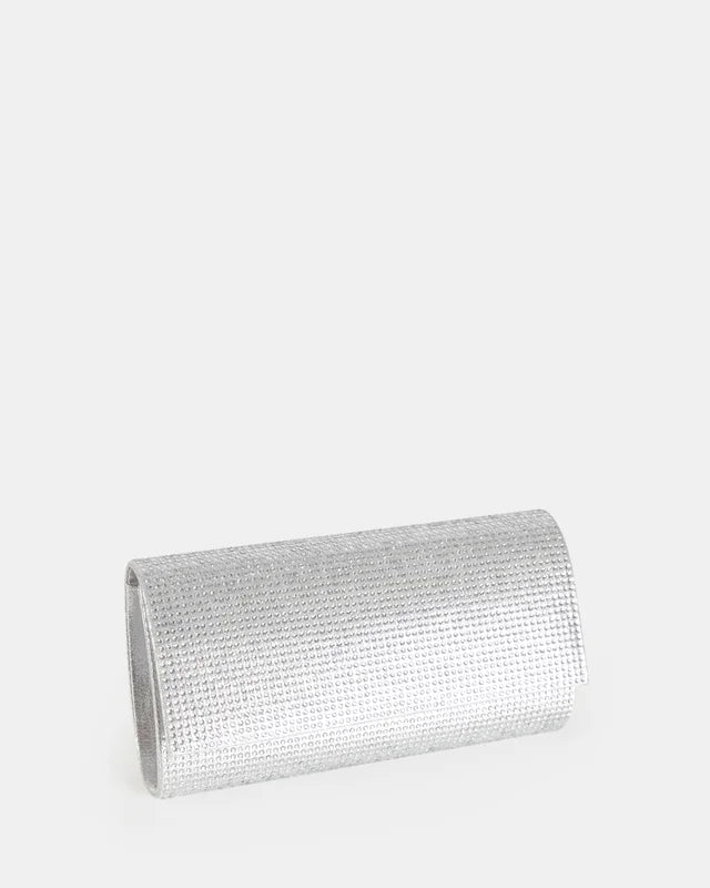 Radiant Silver Diamante clutch