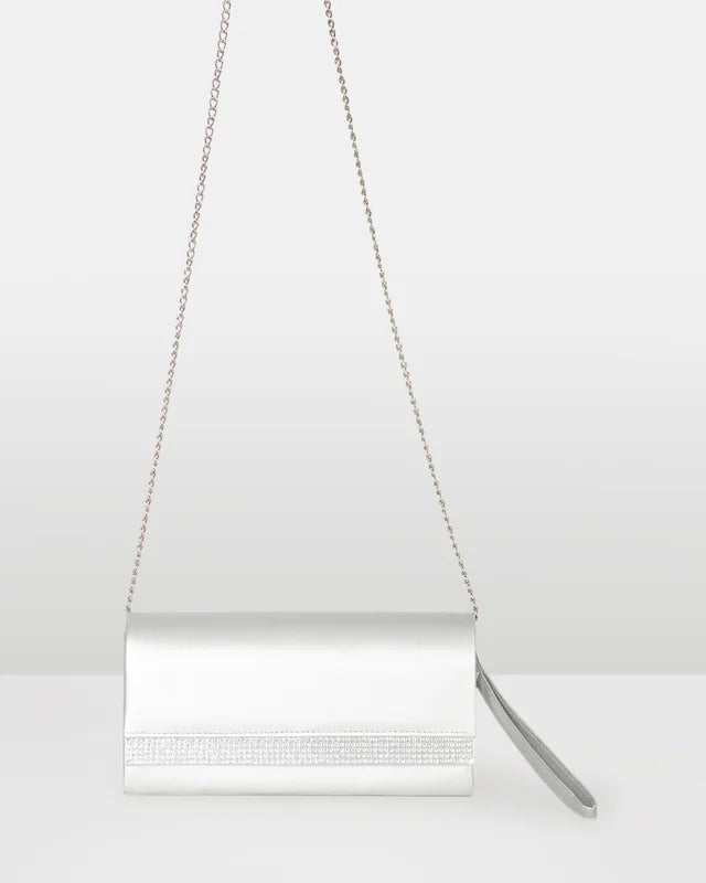 Tallulah Silver Diamante clutch