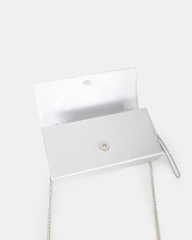 Tallulah Silver Diamante clutch
