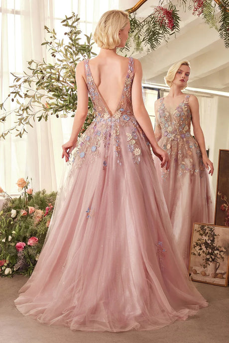 Mauve Floral gown size US14 - CF49313 (Ready to ship!)