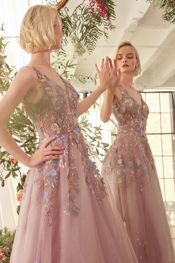 Mauve Floral gown size US14 - CF49313 (Ready to ship!)