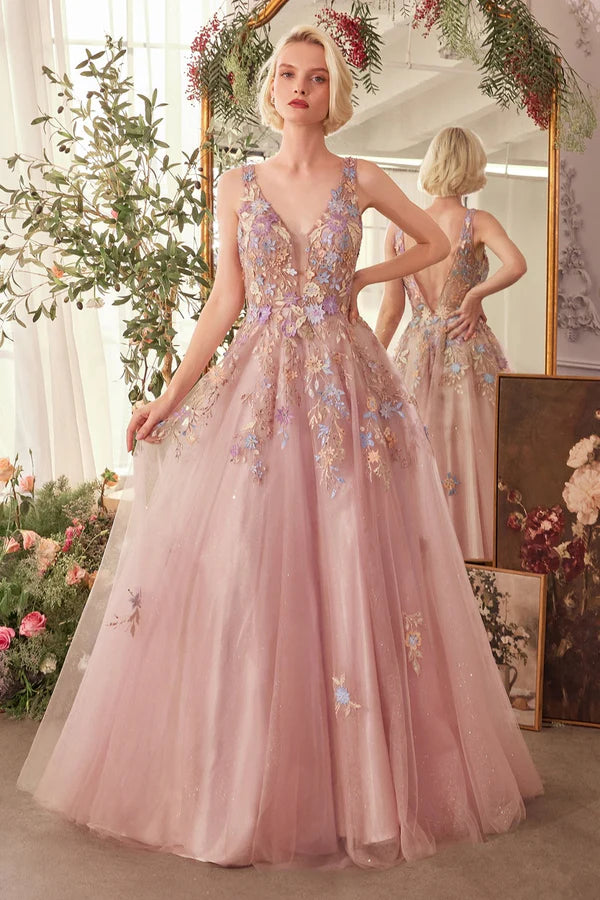 Mauve Floral gown size US14 - CF49313 (Ready to ship!)