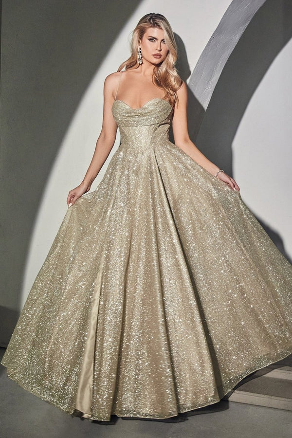 Klara Gold Glitter Gown Size 6 (Ready to ship!)