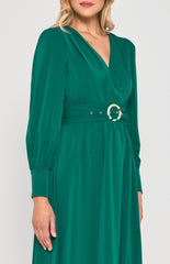 Midi Dress with Contrast Printed Buckle - Emerald (SDR1372B)