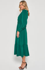 Midi Dress with Contrast Printed Buckle - Emerald (SDR1372B)