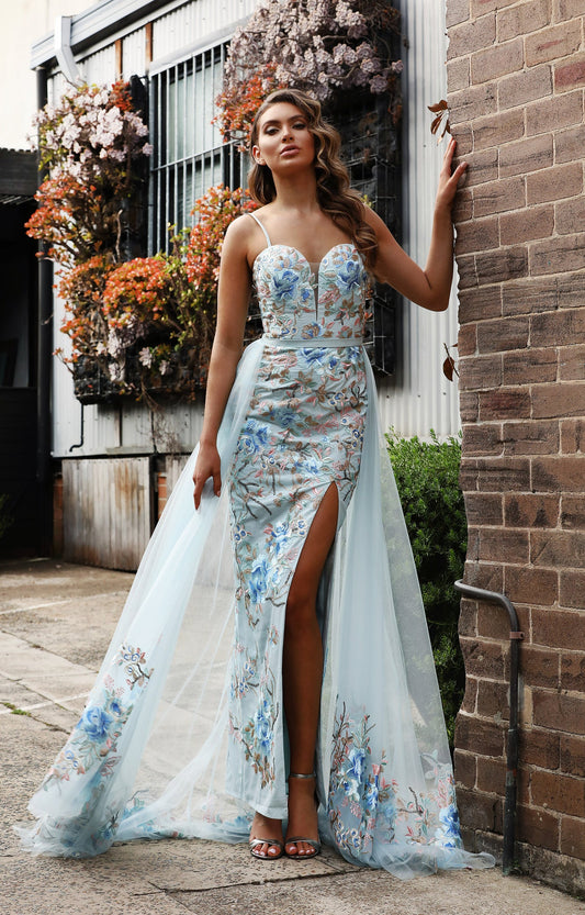JX3058 Sky blue size 6 with overlay skirt