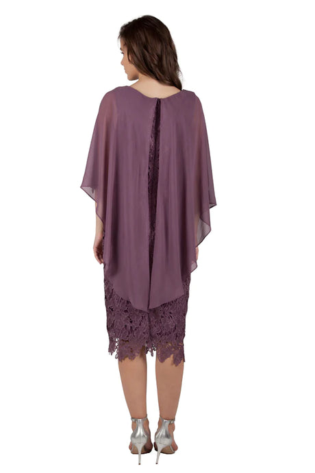 Lace dress with Chiffon overlay Mauve (219303)