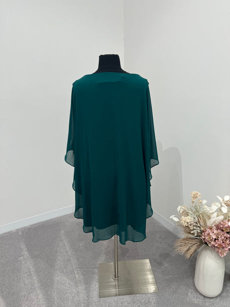Miss Anne chiffon overlay dress with sequin detail (222225) Emerald