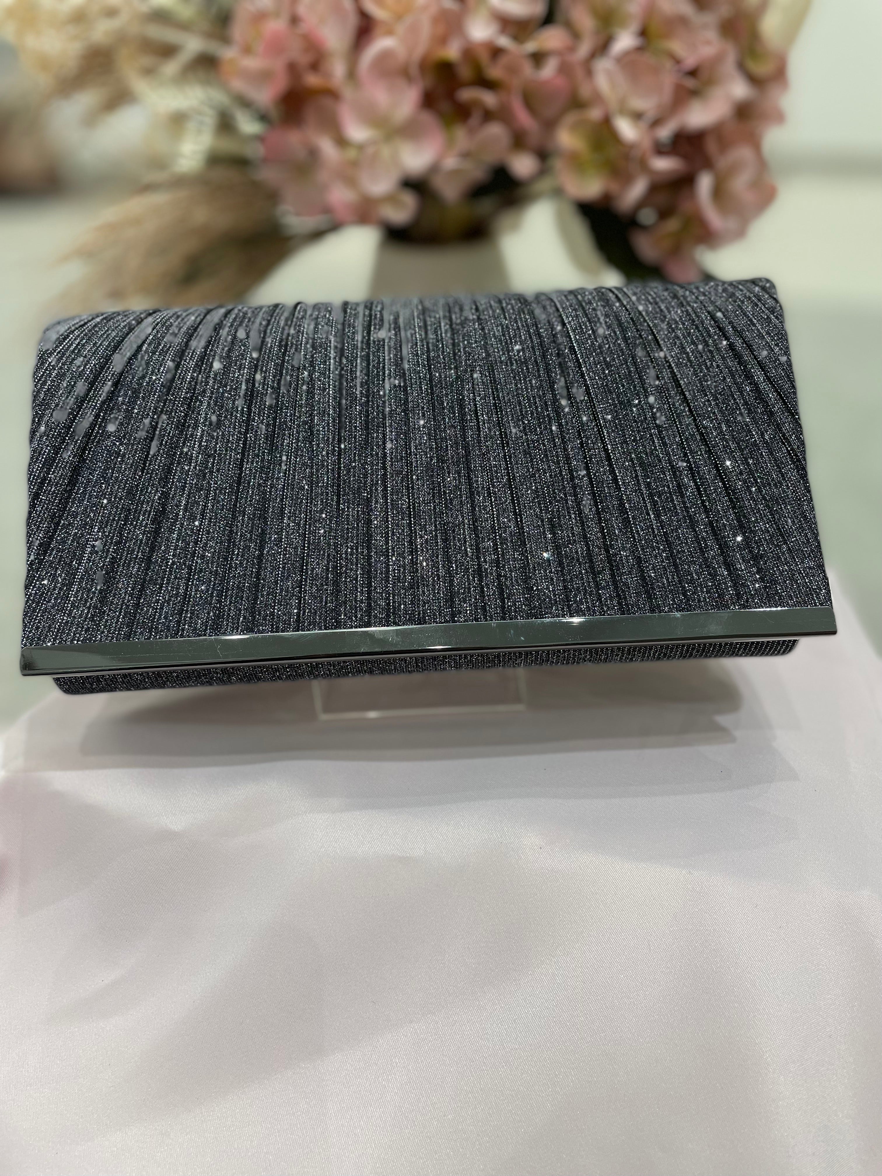 Charcoal shimmer clutch