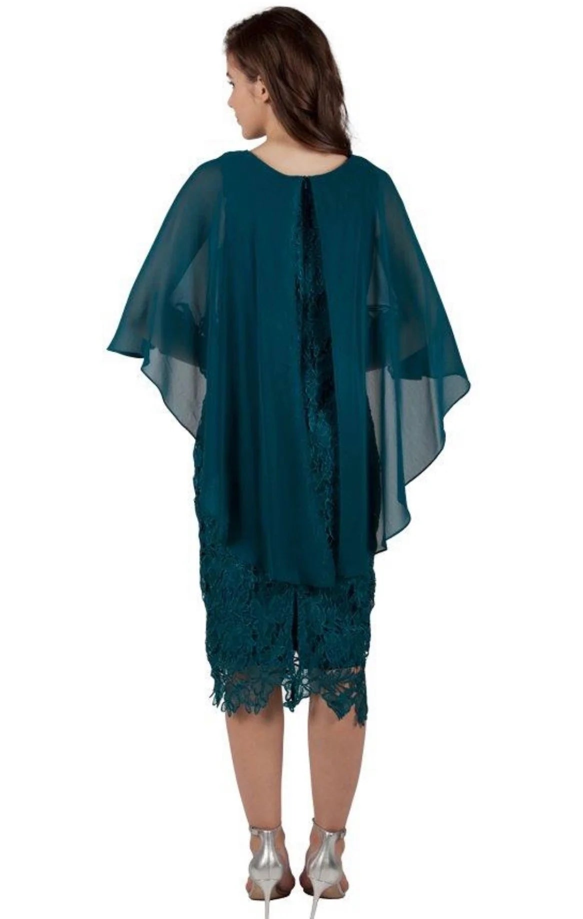 Lace dress with Chiffon overlay Teal (219303)