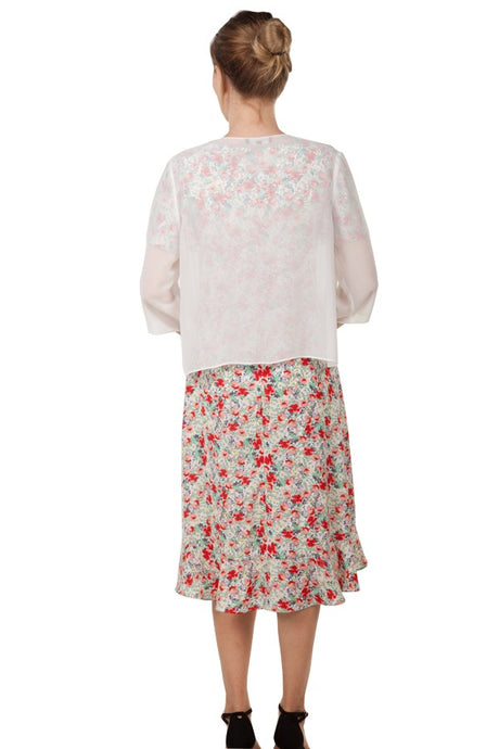 Chiffon Bolero Jacket 3/4 sleeves Ivory (13501)