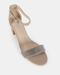 Taryn Nude Diamante strap Low Block Heel