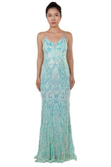 Patterned sequin gown - Fairy floss (222278) (Ready to ship!)