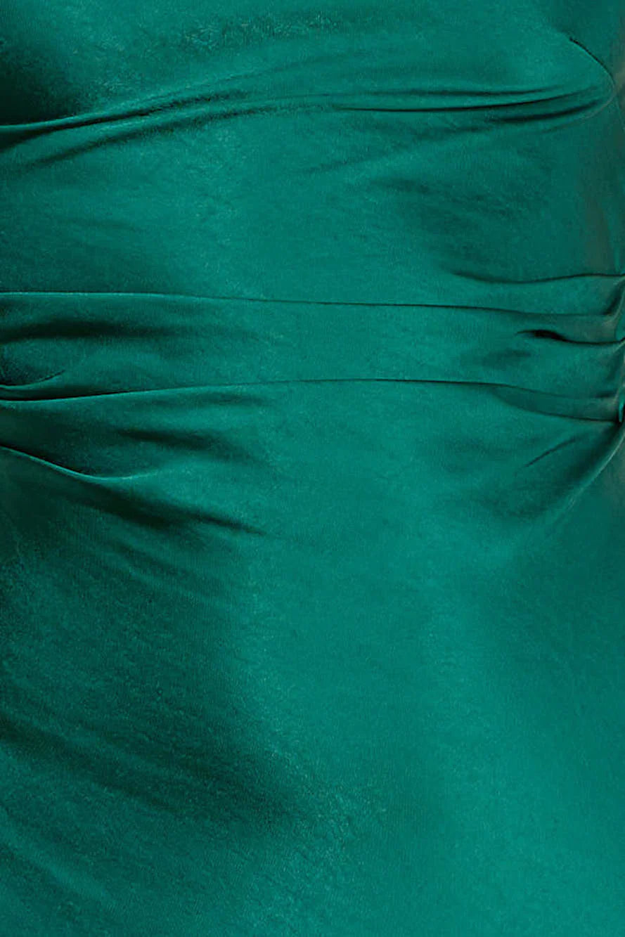 Estelle Satin Midi Dress Emerald