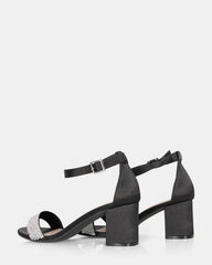 Taryn Black Diamante strap Low Block Heel