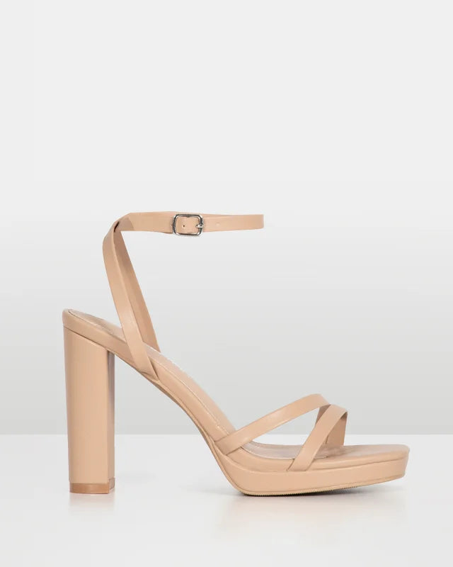 Bonsai Nude Strappy Block Heel