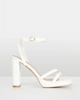 Bonsai White Strappy Block Heel